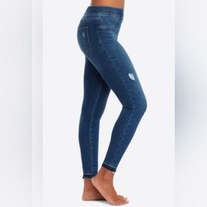 SPANX Distressed Blue Denim Jeans Leggings Size Medium